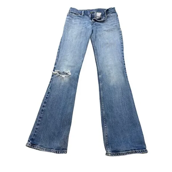 Y2K Levi’s 518 Superlow 28 M blue denim Jeans made in USA flared women’s - Picture 2 of 7